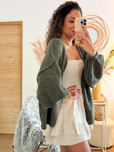 Gilet Oversize en Laine et Mohair kaki