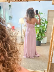 Robe cocktail rose poudré