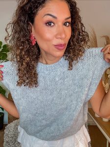 Pull sans manches Laine et Mohair gris clair