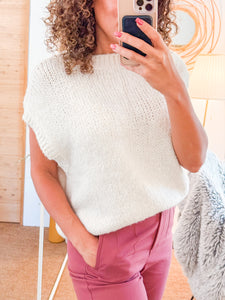 Pull sans manches Laine et Mohair crème