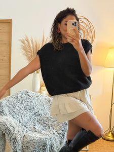 Pull sans manches Laine et Mohair noir