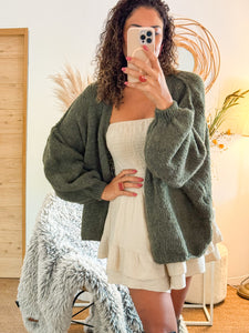 Gilet Oversize en Laine et Mohair kaki