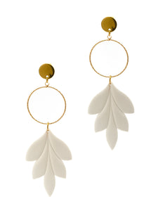 Boucles d'Oreilles Feuilles Blanches