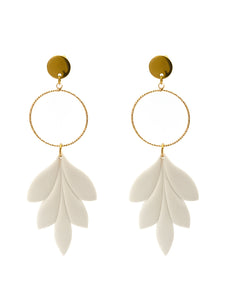 Boucles d'Oreilles Feuilles Blanches