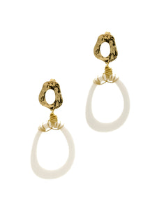 Boucles d'Oreilles Ovaline Blanche