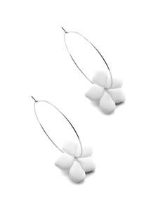 Boucles d'Oreilles Créoles Fleurs Blanches