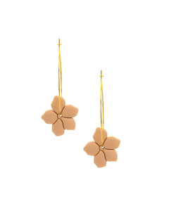 Boucles d'Oreilles Créoles Fleurs Crème