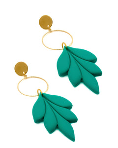 Boucles d'Oreilles Feuille Vert Forêt