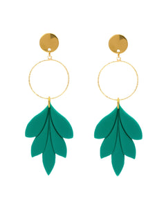 Boucles d'Oreilles Feuille Vert Forêt