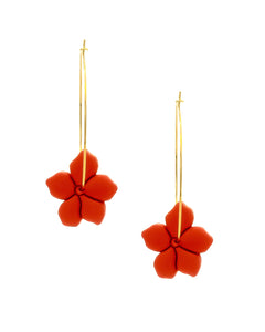 Boucles d'Oreilles Créoles Fleurs Terre Rouge