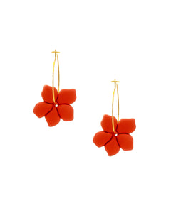 Boucles d'Oreilles Créoles Fleurs Terre Rouge