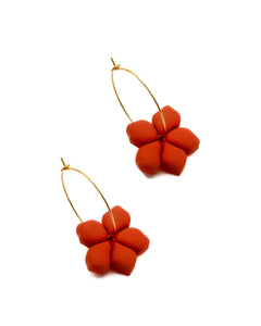 Boucles d'Oreilles Créoles Fleurs Terre Rouge