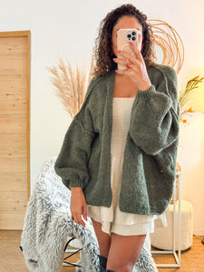 Gilet Oversize en Laine et Mohair kaki