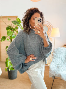 Pull Doudou oversize Mohair et Laine Gris
