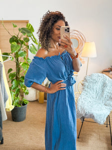 Robe en gaz de coton épaule dénudé