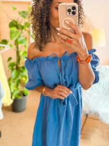 Robe en gaz de coton épaule dénudé