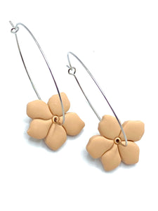 Boucles d'Oreilles Créoles Fleurs Crème