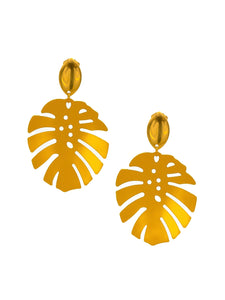 Boucles d'Oreilles Monstera Jaune