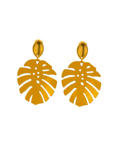 Boucles d'Oreilles Monstera Jaune