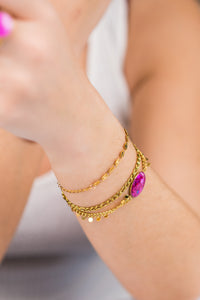 Bracelet Médaillon Fushia