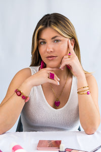 Bracelet Médaillon Fushia
