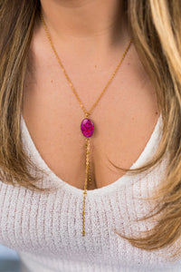 Collier Médaillon Fushia