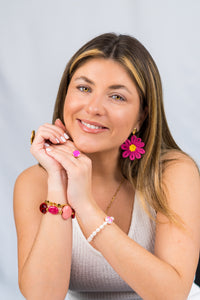 Boucles d'Oreilles Fleur  Fushia