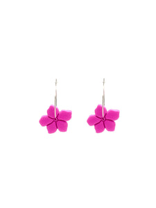 Boucles d'Oreilles Créoles Fleurs Fushia