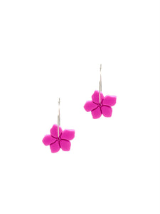 Boucles d'Oreilles Créoles Fleurs Fushia