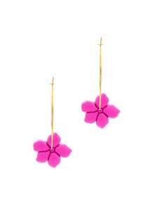 Boucles d'Oreilles Créoles Fleurs Fushia