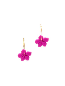 Boucles d'Oreilles Créoles Fleurs Fushia