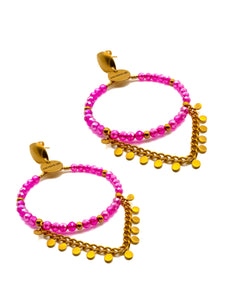 Boucles d'Oreilles Marie-Eva Fushia