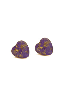 Boucles d'Oreilles Mini Coeur Violettes