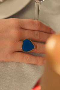 Bague Coeur de Noël Bleue