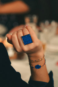 Bague Morgane de Noël Carré Bleue