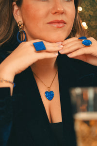 Bague Coeur de Noël Bleue