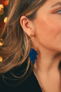 Boucles d'Oreilles Feuilles Bleues