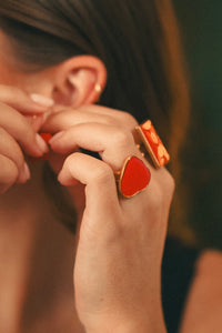 Bague Coeur de Noël Rouge