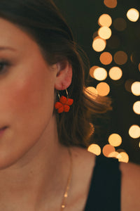 Boucles d'Oreilles Créoles Fleurs Rouges