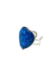 Bague Coeur de Noël Bleue