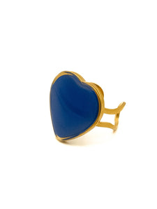 Bague Coeur de Noël Bleue