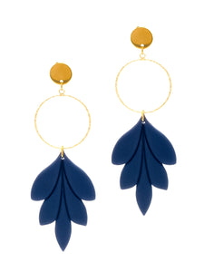 Boucles d'Oreilles Feuilles Bleues