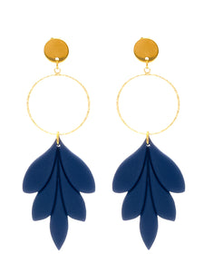 Boucles d'Oreilles Feuilles Bleues