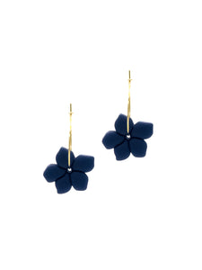 Boucles d'Oreilles Créoles Fleurs Bleues