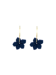 Boucles d'Oreilles Créoles Fleurs Bleues