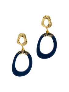 Boucles d'Oreilles Ovaline Bleue