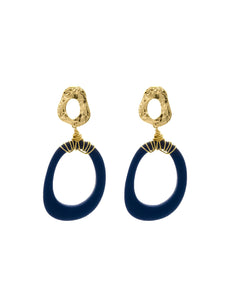 Boucles d'Oreilles Ovaline Bleue