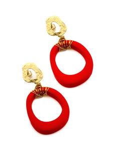 Boucles d'Oreilles Ovaline Rouge