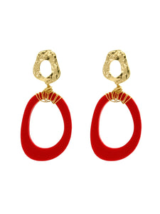 Boucles d'Oreilles Ovaline Rouge