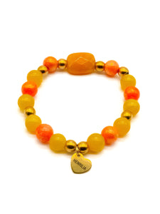 Bracelet  Jade Jaune/Orange Doré